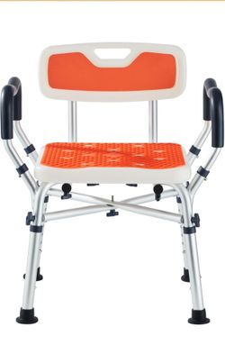 Shower Chair for Inside Shower, Padded Shower Seat Chair with Arms and Back, 6-Level Adjustable Shower Stool Chair for Elderly and Disabled, 550 LB He