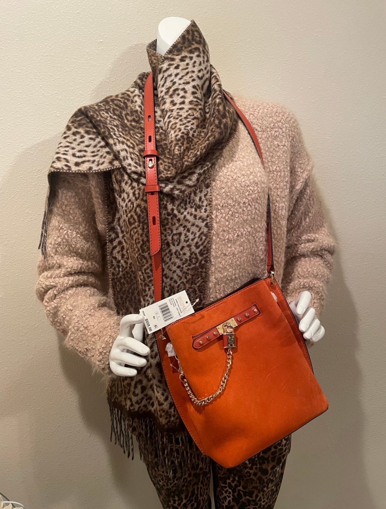 Michael Kors Orange Leather & Suede Purse 