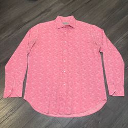 Etro Milano Shirt Mens 42 Paisley Made In Italy Long Sleeve Pink Button Up