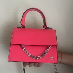 neon pink handbag