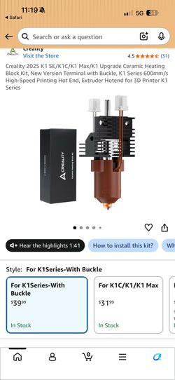 Creality K1/K1C/K1 max ceramic hotend