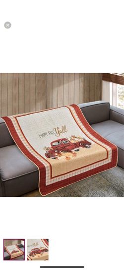 Vintage Truck Autumn Fall Quilted Throw Blanket New