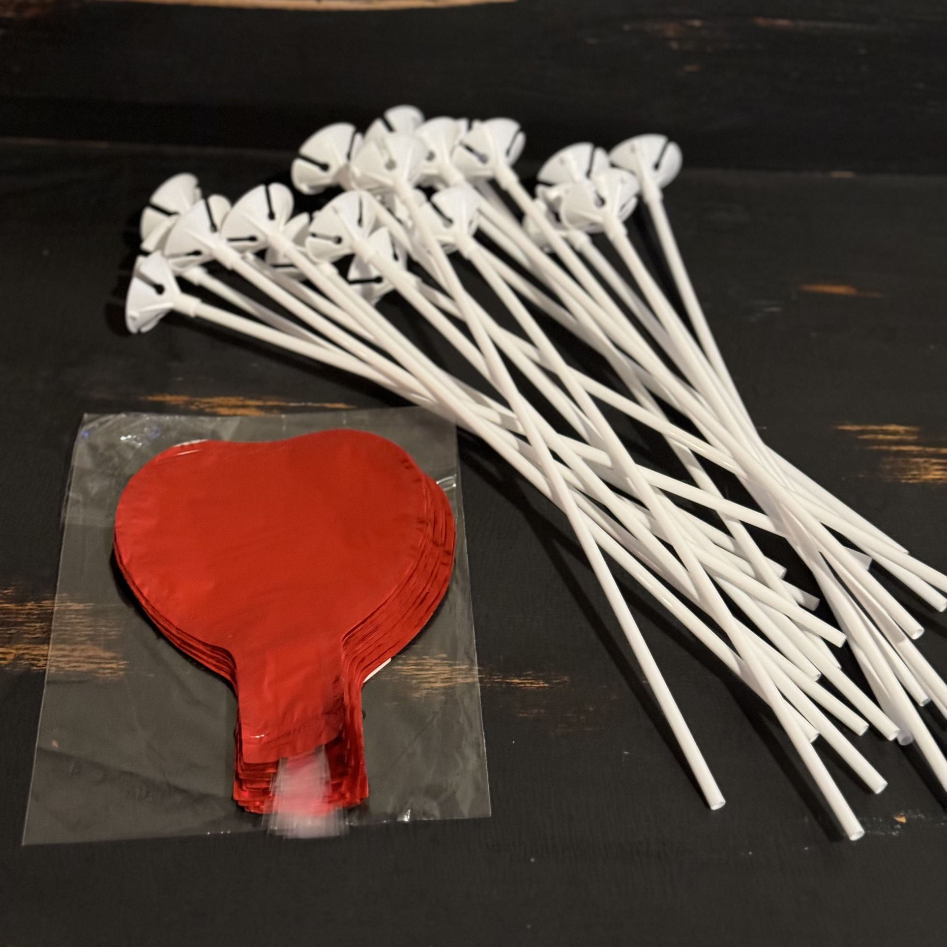 Mini Heart Mylar Balloons And Sticks, Set Of 21 Photo Prop Or Proposal
