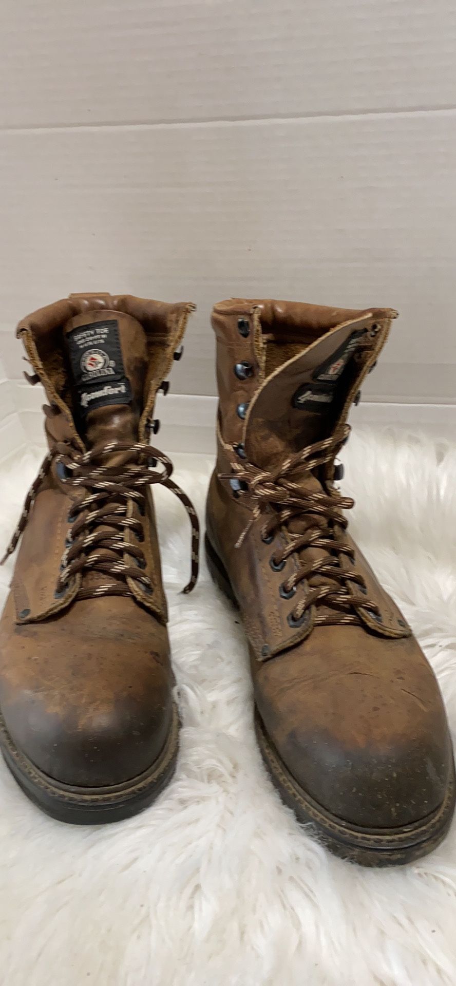 Vintage Carolina Mens 8.5 Leather Steel Toe Outdoor 4Comfort Work Boots Brown