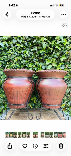 Set of 2 Trumpet Pot Planters with Stands