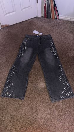 Aelfric Eden Rhinestone Baggy Jeans Size 34 Brand New
