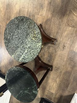 Marble Top mahogany End Table (2)