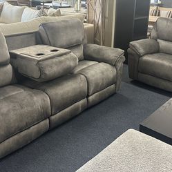 Gray Sofá And Loveseat Recliner 