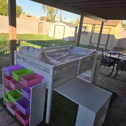 Kids Low Loft Twin Bed Including Mattress And Extras. 