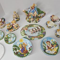 Vintage 23-Piece Teddy Bear Ceramic Tea Set — Adorable Gift 🎁