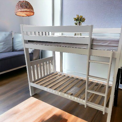 Canberra Twin Ower Twin Bunk Bed/White