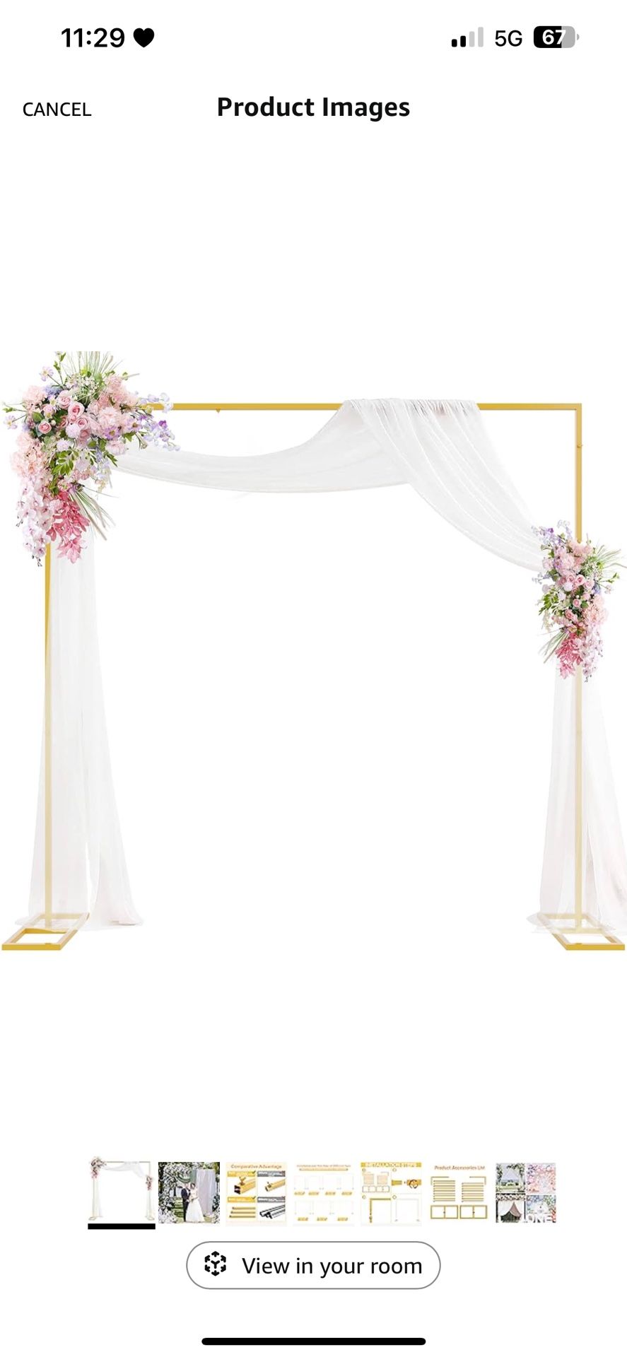 Heavy Duty Backdrop Stand 8ft x 8ft Gold Pipe and Drape Kit Adjustable Metal Backdrop Sand for Wedding Photobooth Exhibition Decoration
