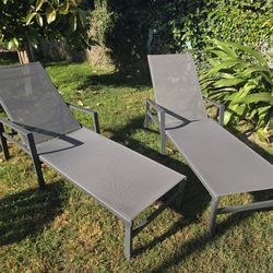 Grey Aluminum frame outdoor chaise lounge set