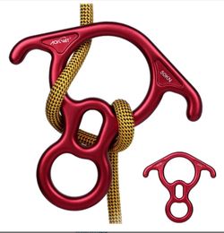 50KN 11000 LBF Rescue, 8 descender large bent lug protection and descender protection device, aluminum alloy (red, blue, black three colors optional)