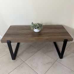 Foluban Rustic Coffee Table, Modern Wood and Metal Industrial Center Table Coffee Table 