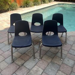 Blue Molded Kids School or Dining Chairs Set of 6