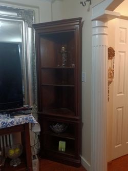 Dark Wood Corner Bookcase