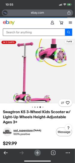 Swagtron K5 3-Wheel Kids Scooter Pink