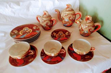 VINTAGE JAPANESE SATUMA CHINA DRAGON TEA
