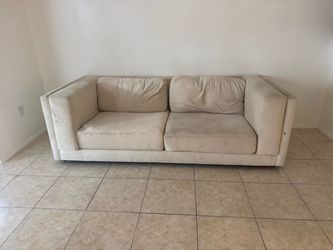 Free Beige Fabric Two-Seat Sofa