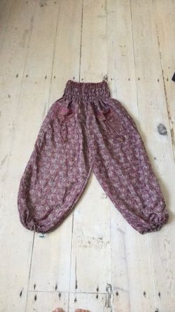 Pink brown flower belly dance Bellydance tribal ats yoga hippie harem pants
