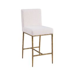 Rilva White/Matte Gold Counter Height Stool