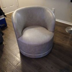 Crosby St. Sawyer Swivel Faux Leather Accent Chair, Grey