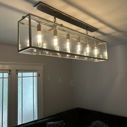 Modern glass / steel chandelier