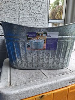 Galvanized Scooped Tub Never Used