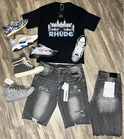 Lanvin With Purple Label Jorts, And Rhude Shirt Brand New