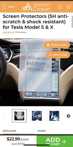 NEW Tesla Model S or X Screen Protector Abstract Ocean 5H Ultra-Tough