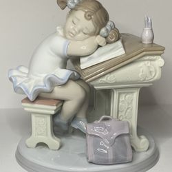 Lladro  “Waiting For  The Bell” Girl Sleeping On The Desk A686