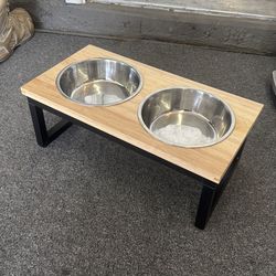 6” Tall Dog Food Bowl (wood/metal)