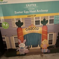Gemmy Easter 9.5 ft Wide Easter Chick Bunny Egg Hunt Archway Inflatable NIB