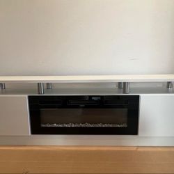 NEW White Tx Stand with FIREPLACE and Built In HEATER
