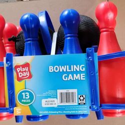 Kids Toy Bowling Sets $8.00 each (two available)
Each set includes 13 pieces (ten bowling pins and two bowling balls)
