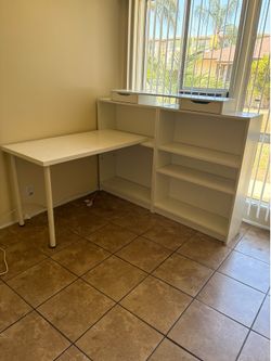 DESK SHELFS WHITE VERY GOOD CONDITION  $ 50 or better  offer