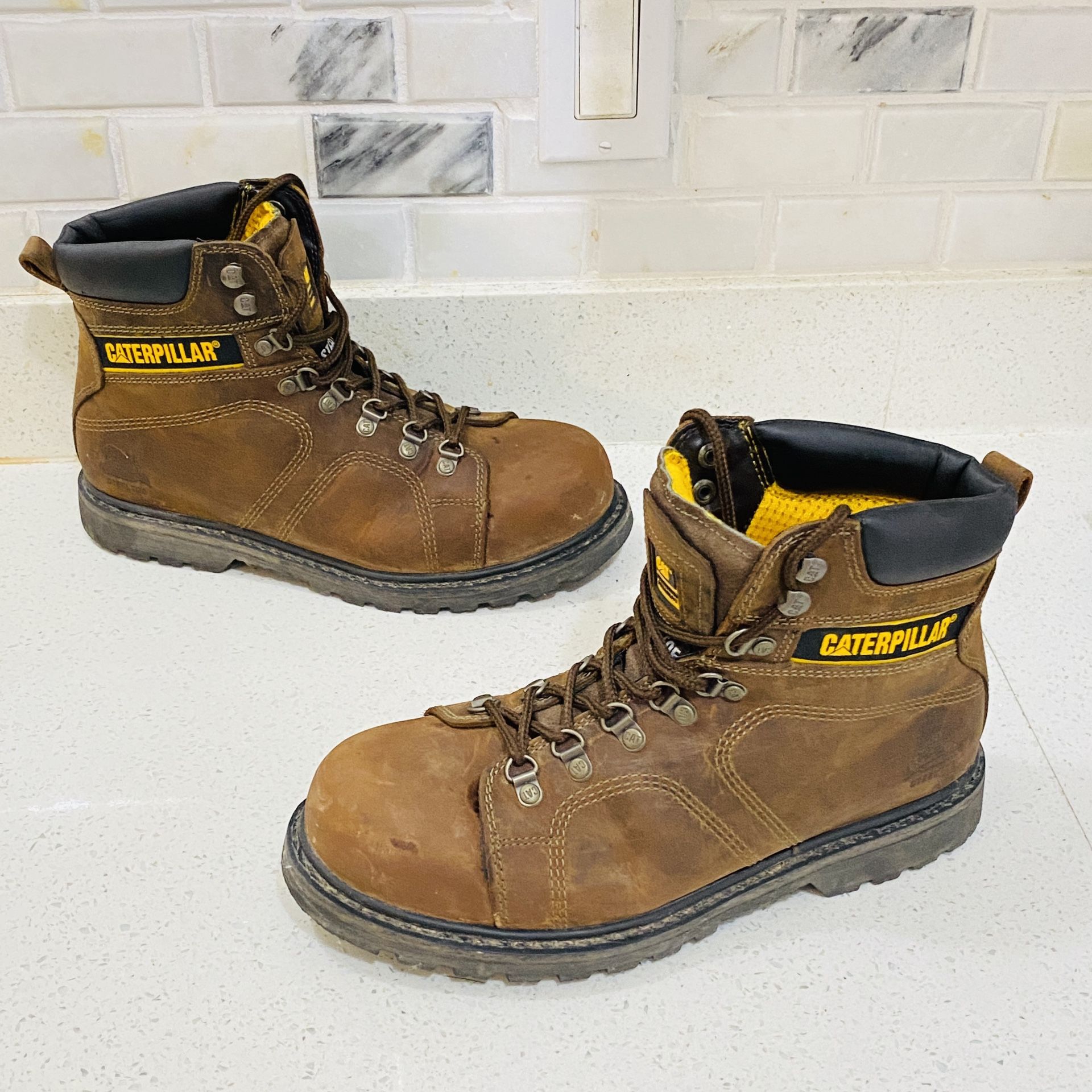 Caterpillar Brown Boots ASTM F2413-11 Leather Composite Toe US Men’s Size 9
