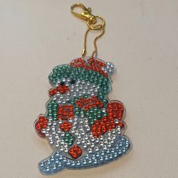 Blingy Red, White & Green Snowman Keychain