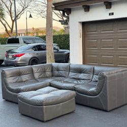 Sectional Couch/Sofa - Modular - Gray - Real Leather - Chateau Dax - Delivery Available 🚛