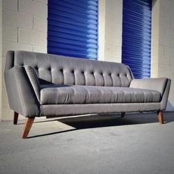 Gray Binetti 79” Mid-Century Modern Tufted Sofa by Emerald Home Furnishings