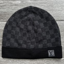 Authentic Louis Vuitton Beanie Hat Cap Damier Petite Black and Blue