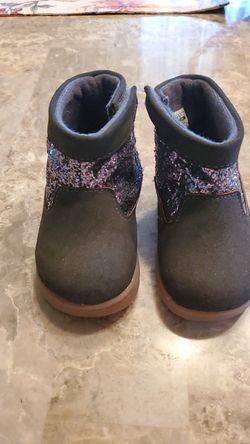 Carters (grey/purple glitter boots Size 3