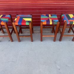 Vintage Woven Rope Stool Set 