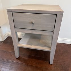 Grey Solid Wood Nightstand 