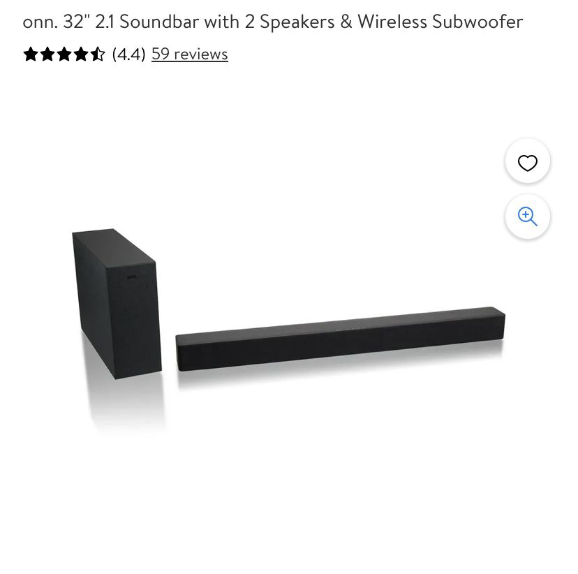 onn. 36" 2.1 Soundbar with 2 Speakers & Wireless Subwoofer