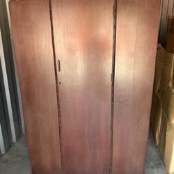 Vintage Wooden Wardrobe Armoire with Mirror – Solid Wood 