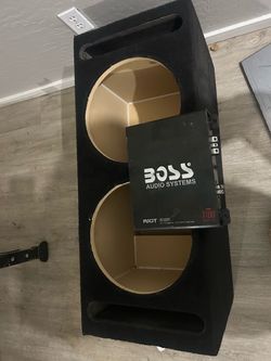 Boss R1100M amplifier + dual 12” ported subwoofer box