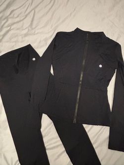 Black Women Lululemon set Exercise Clothes Leggings and Sport Sweater