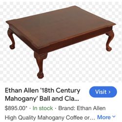 Ethan Allen 18th Century Mahogany  Coffee Table